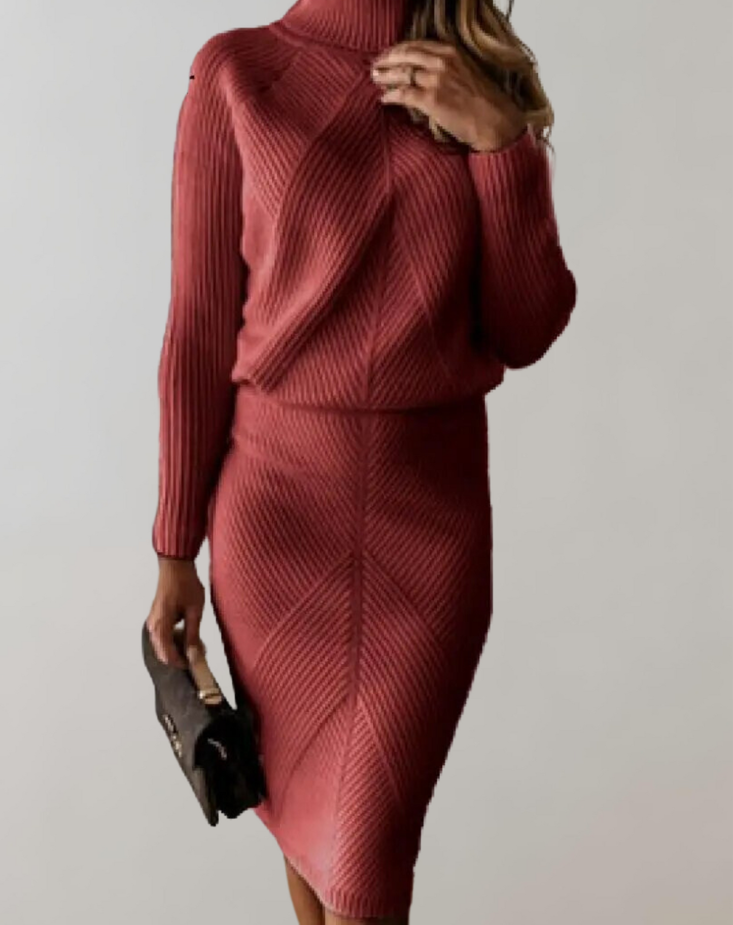 Herbst Zweiteiler Rollkragenpullover & Schmaler Rock