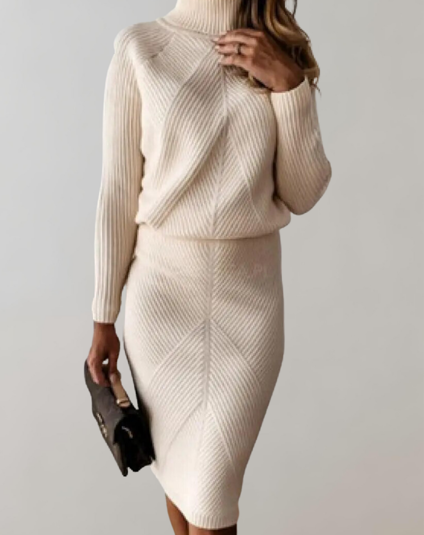 Herbst Zweiteiler Rollkragenpullover & Schmaler Rock