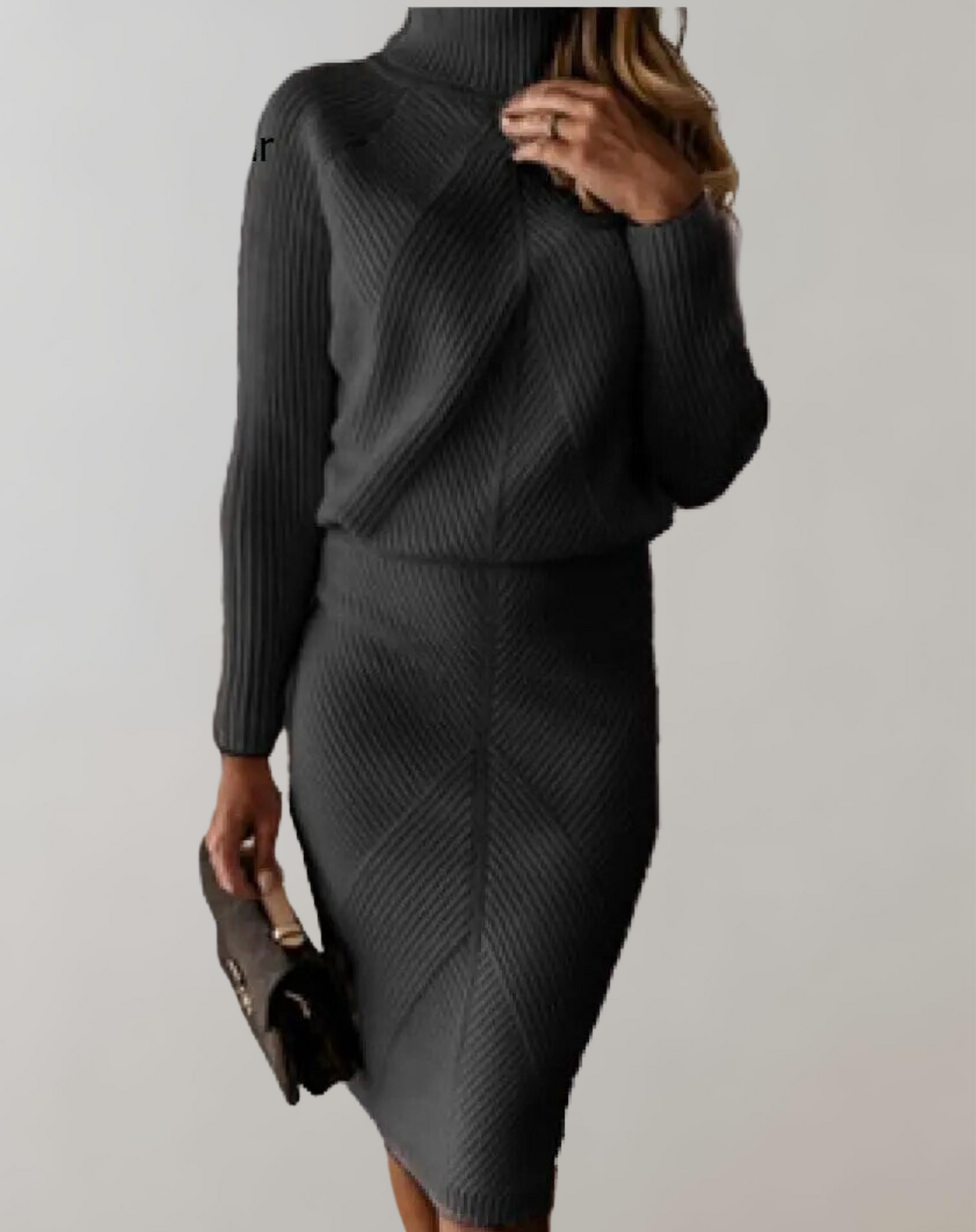 Herbst Zweiteiler Rollkragenpullover & Schmaler Rock