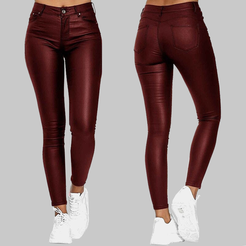 Schwarze Skinny Lederhose Herren Damen - Enganliegende Lederhose mit Stretch