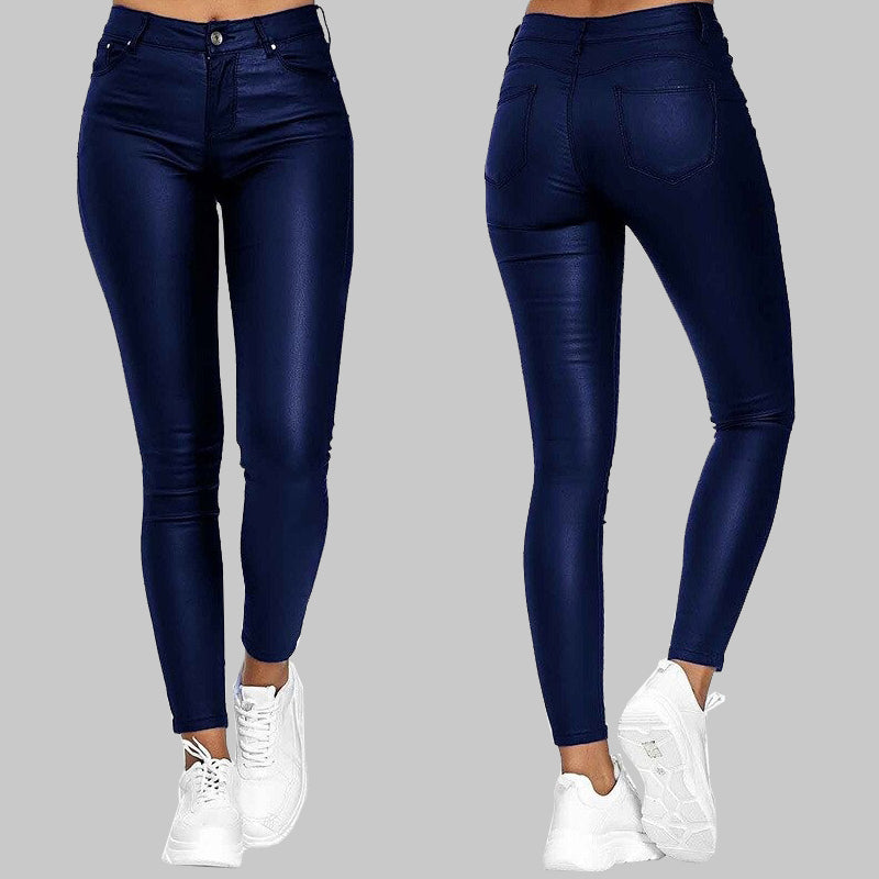 Schwarze Skinny Lederhose Herren Damen - Enganliegende Lederhose mit Stretch