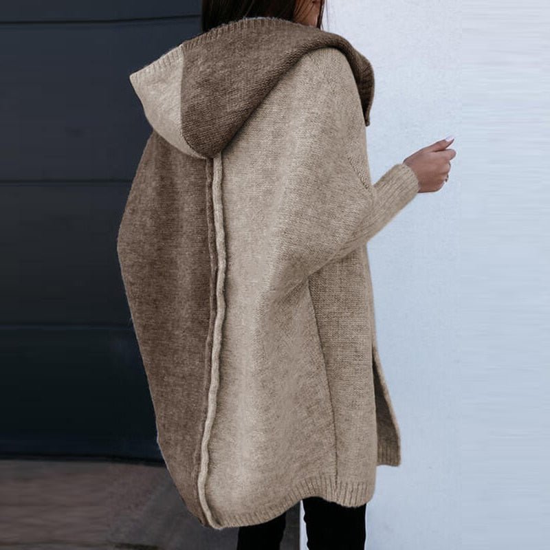 Wollpullover Patchwork Kapuzenjacke Damen