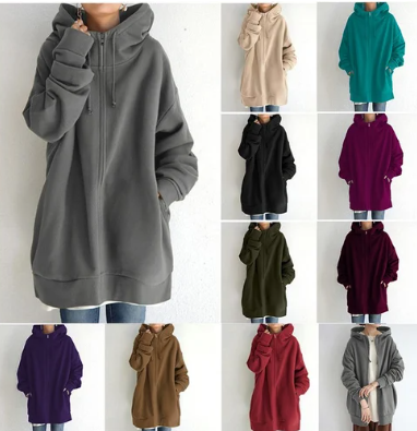 Damen Hoodie mit Reißverschluss Herbst & Winter - Handgefertigt