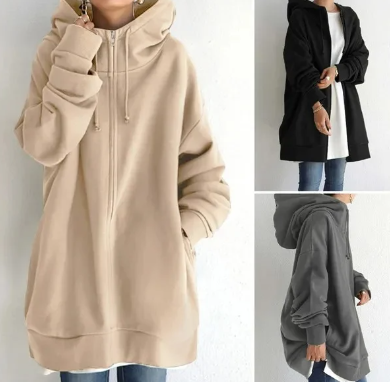 Damen Hoodie mit Reißverschluss Herbst & Winter - Handgefertigt