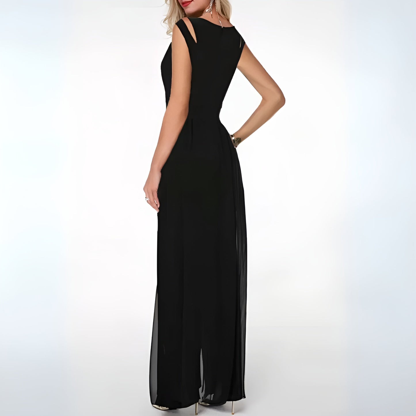 Eleganter Jumpsuit Ärmelloser Abend-Overall mit weiten Hosenbeinen
