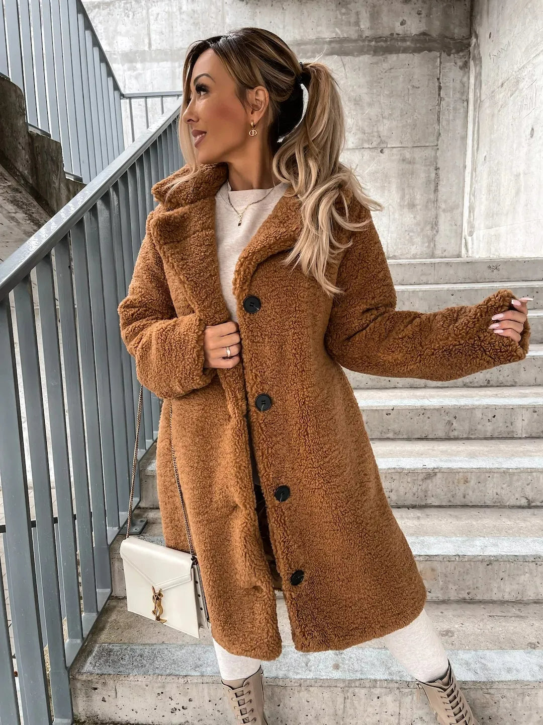Plüsch-Trenchcoat Warmer & Stilvoller Mantel für Damen