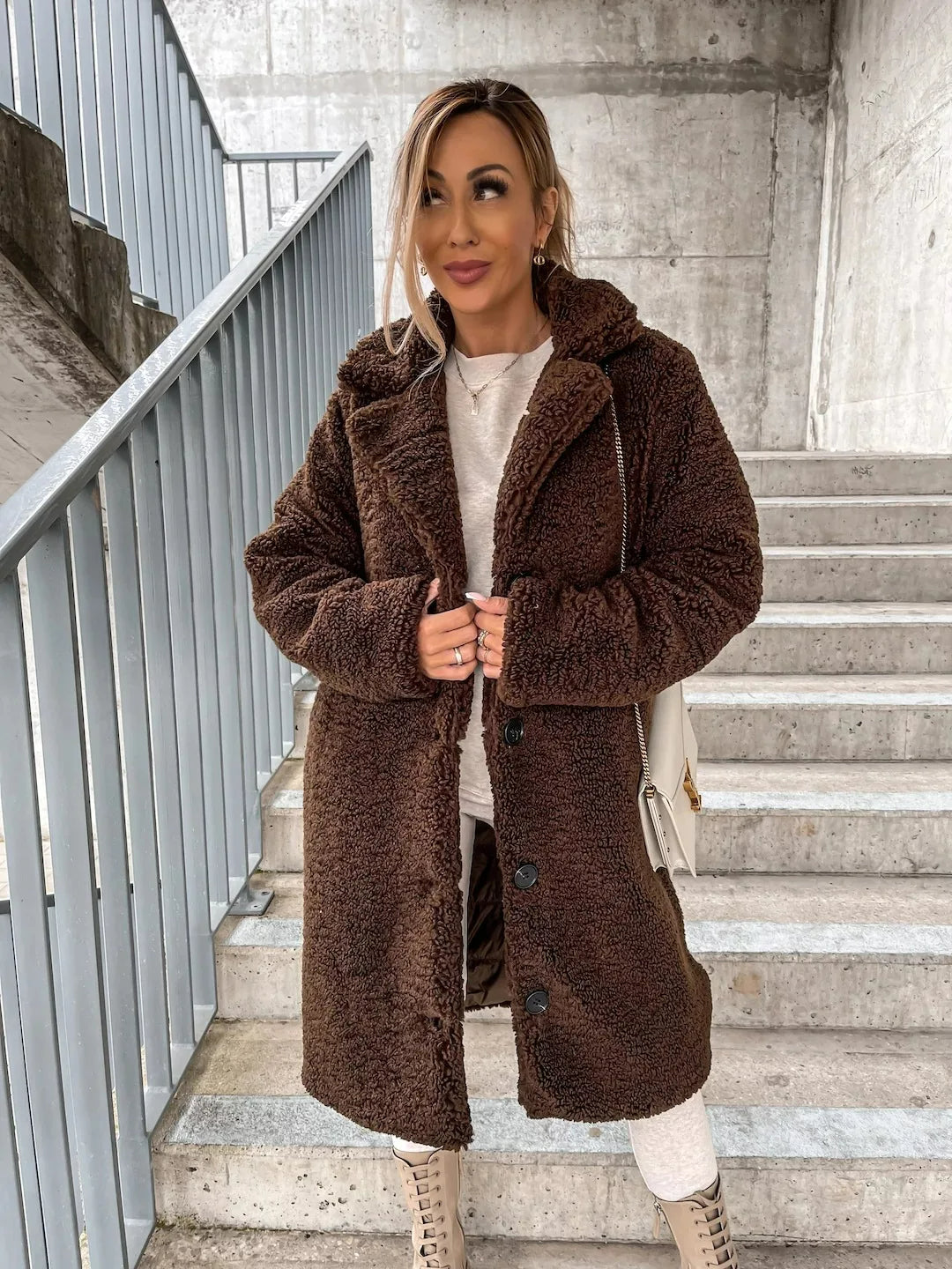 Plüsch-Trenchcoat Warmer & Stilvoller Mantel für Damen