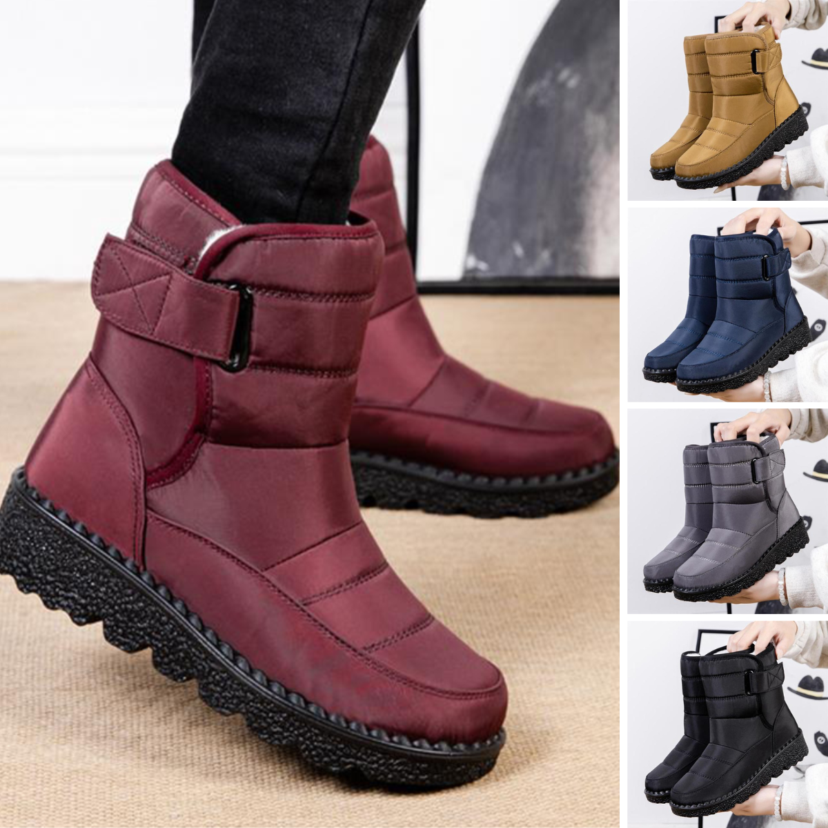 Wasserdichte Damen Winterstiefel Rutschfest, Gepolstert & Baumwolle