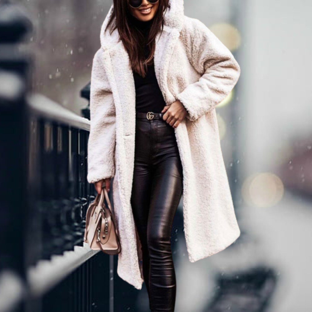 Kuschelige Kunstfell-Kapuzenjacke Flauschige Eleganz für Frühling & Herbst