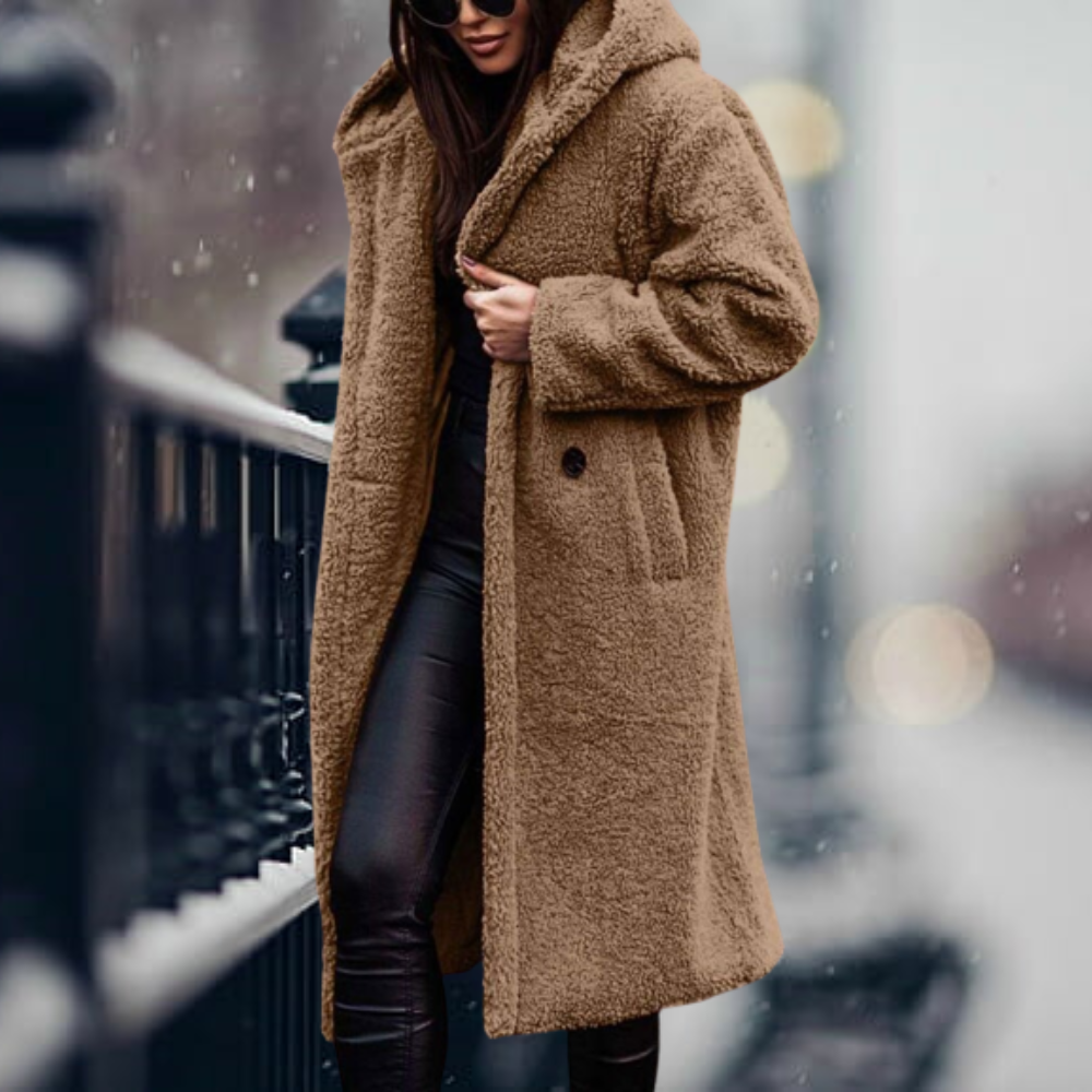 Kuschelige Kunstfell-Kapuzenjacke Flauschige Eleganz für Frühling & Herbst