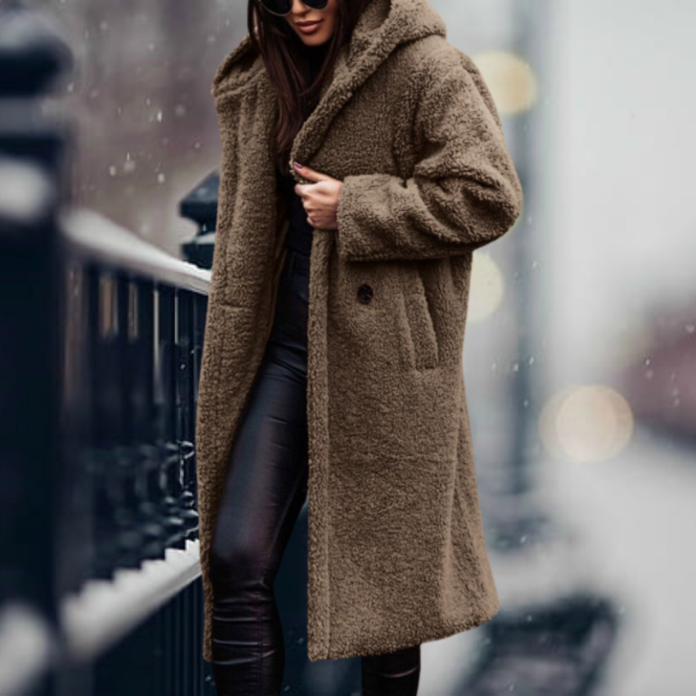 Kuschelige Kunstfell-Kapuzenjacke Flauschige Eleganz für Frühling & Herbst