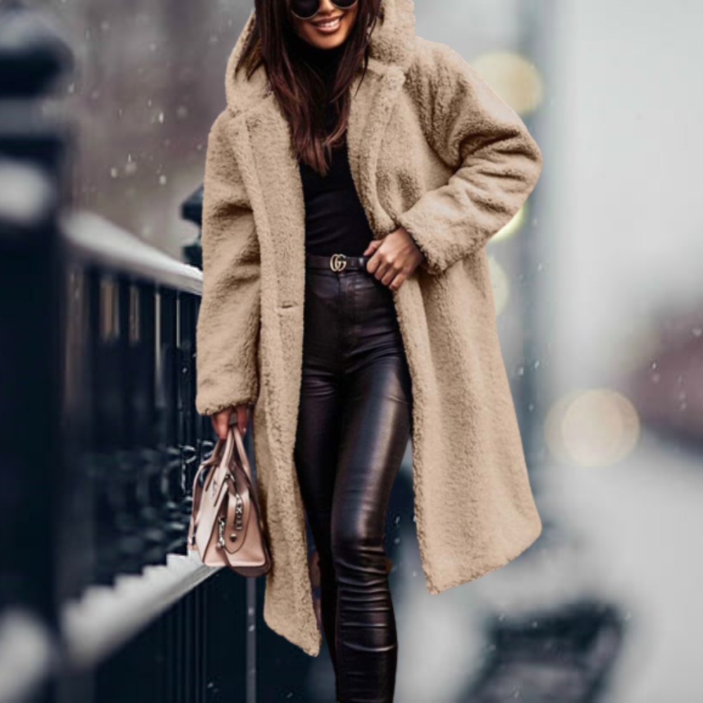 Kuschelige Kunstfell-Kapuzenjacke Flauschige Eleganz für Frühling & Herbst
