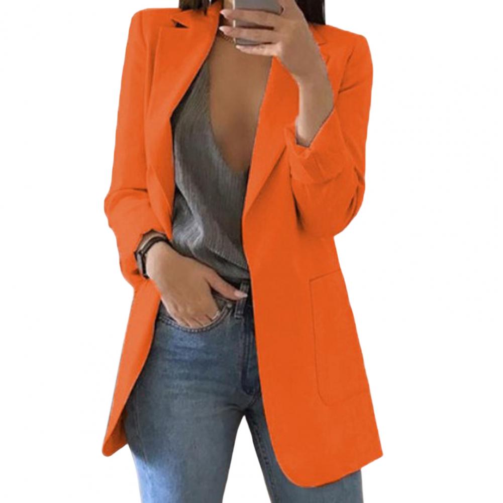 Damen Blazer Jacke mit großen Taschen - Herbstmode Polyester