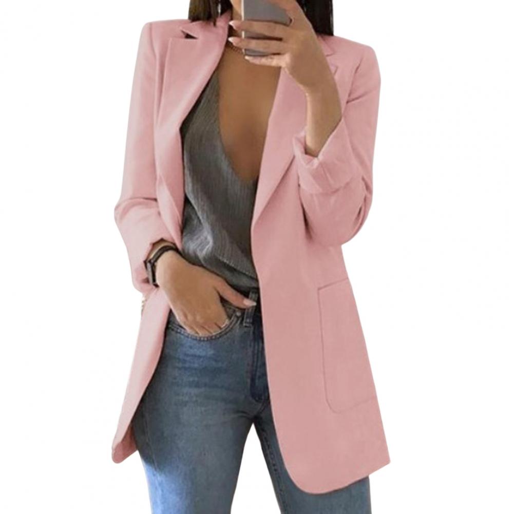 Damen Blazer Jacke mit großen Taschen - Herbstmode Polyester
