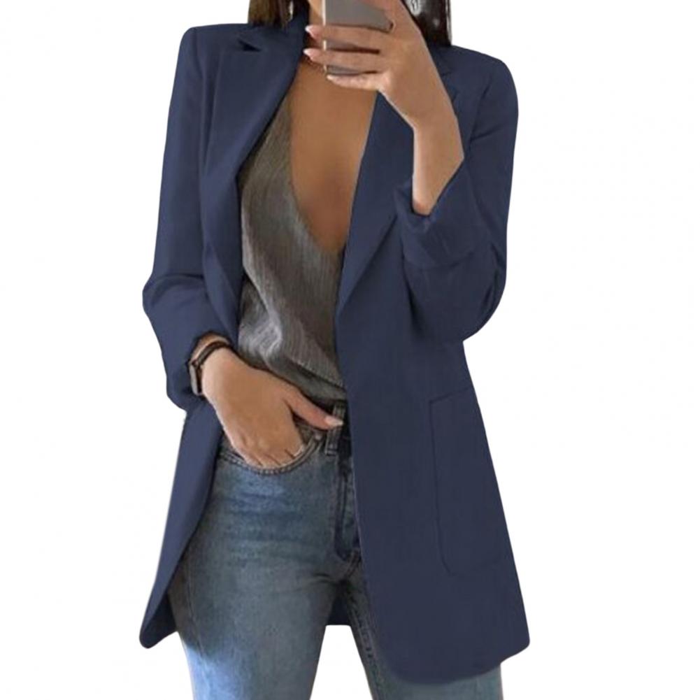 Damen Blazer Jacke mit großen Taschen - Herbstmode Polyester