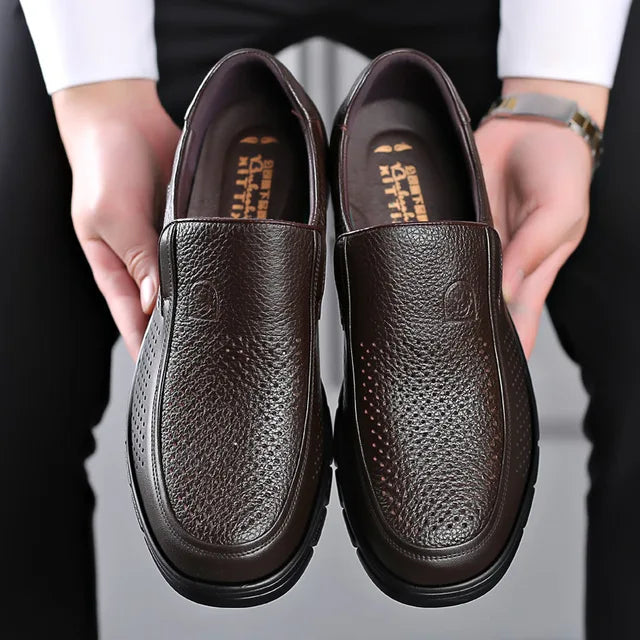 Herren Lederschuhe Handgefertigte Freizeitschuhe mit flacher Sohle