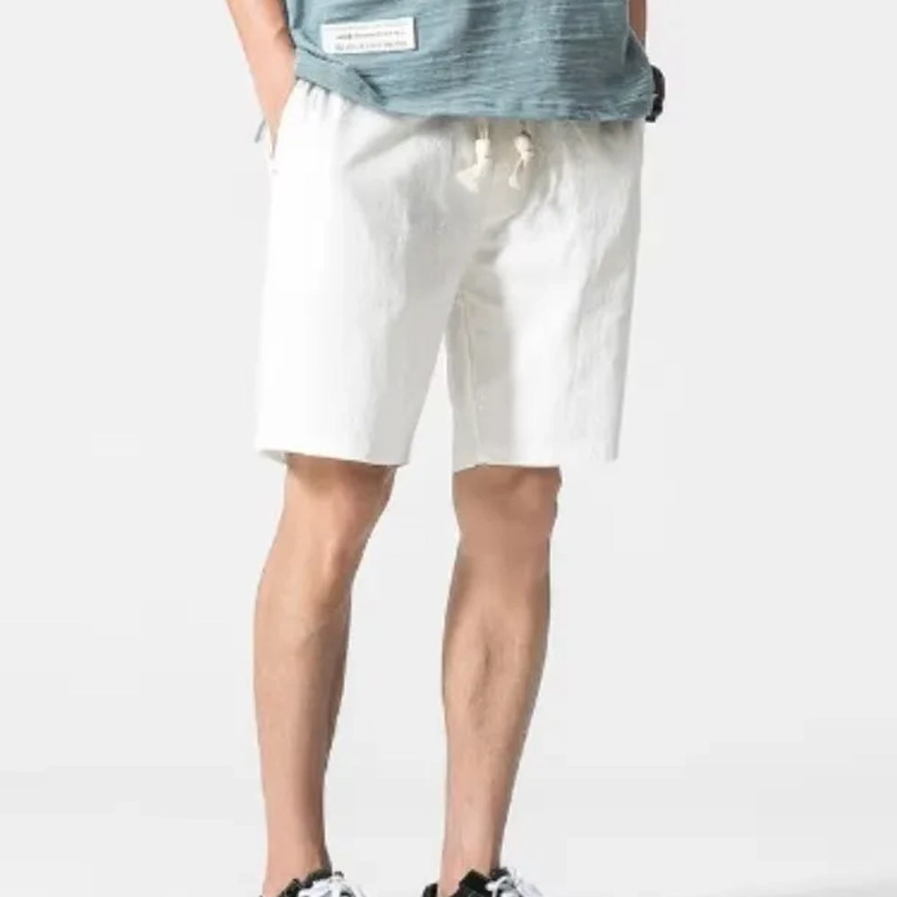 Herren Sommer-Shorts aus Baumwolle und Leinen Atmungsaktive, lockere Freizeithose im Retro-Stil Knielange Trend-Shorts