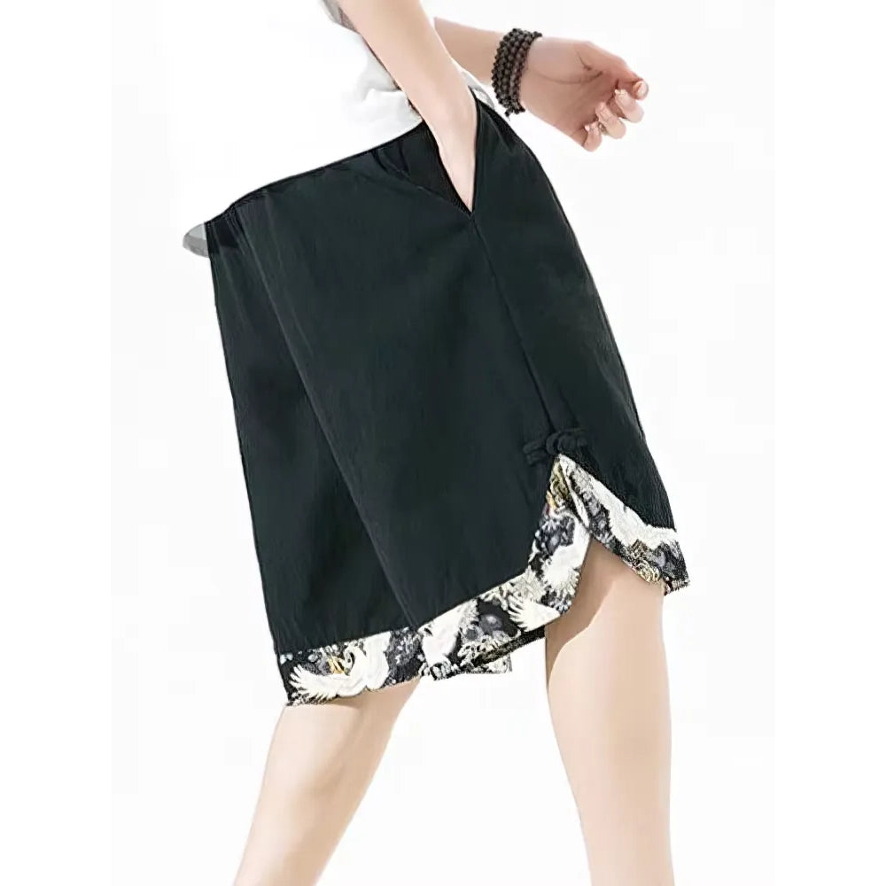 Herren Sommer-Shorts aus Baumwolle und Leinen Weite, lässige Strandhose Atmungsaktive Oversize-Caprihose