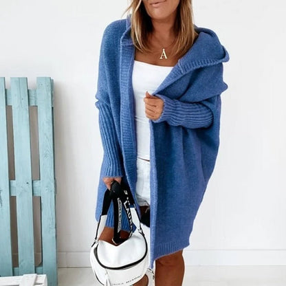 Kuscheliger Damen Cardigan mit Kapuze - Oversized Strickjacke Herbst Winter