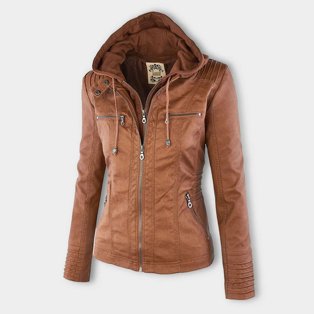 Damen Lederjacke mit Kapuze - Herbst/Winter 2023