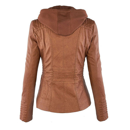 Damen Lederjacke mit Kapuze - Herbst/Winter 2023