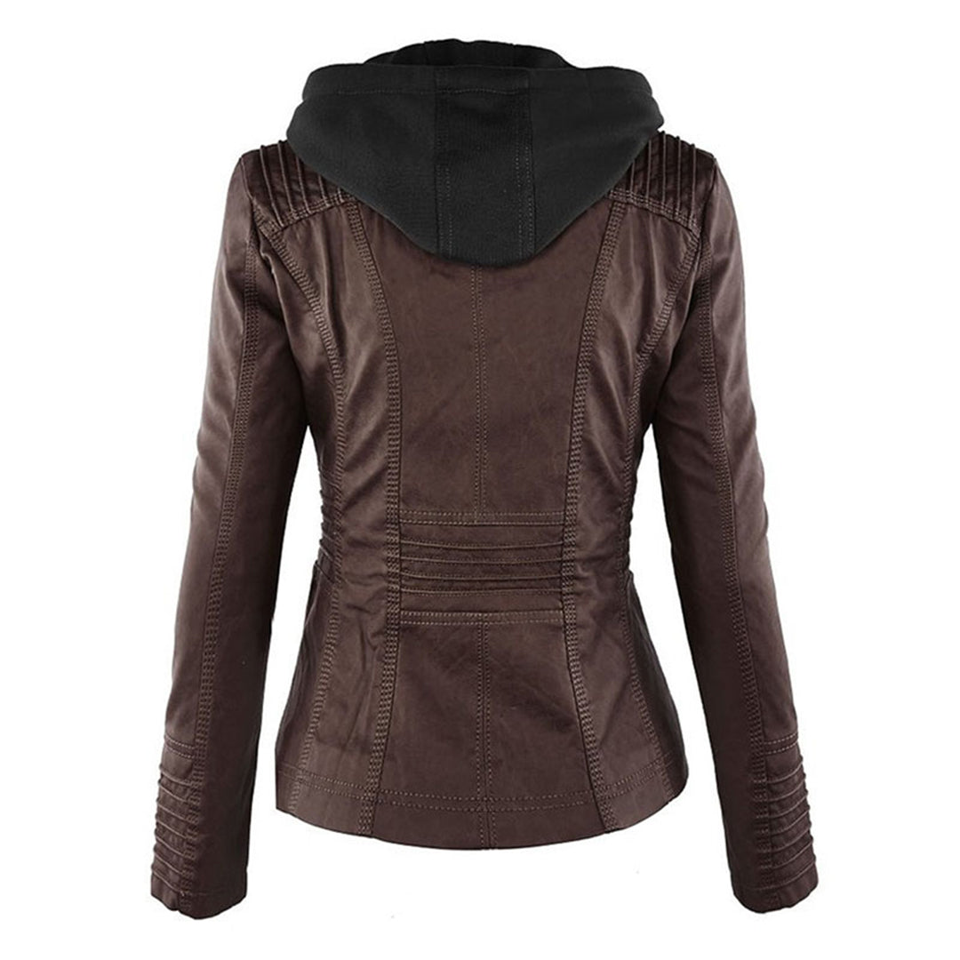 Damen Lederjacke mit Kapuze - Herbst/Winter 2023