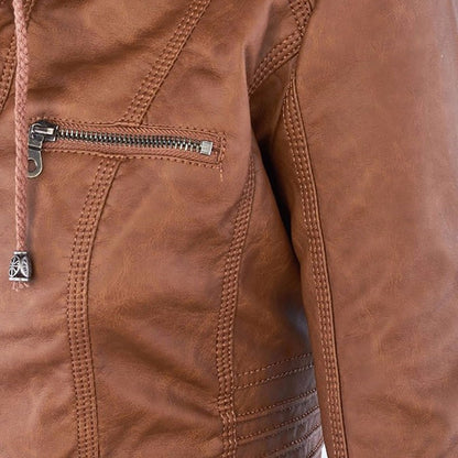 Damen Lederjacke mit Kapuze - Herbst/Winter 2023