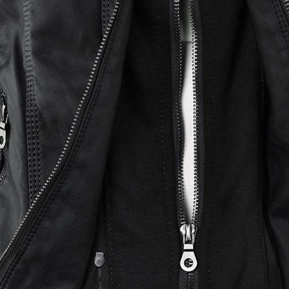 Damen Lederjacke mit Kapuze - Herbst/Winter 2023