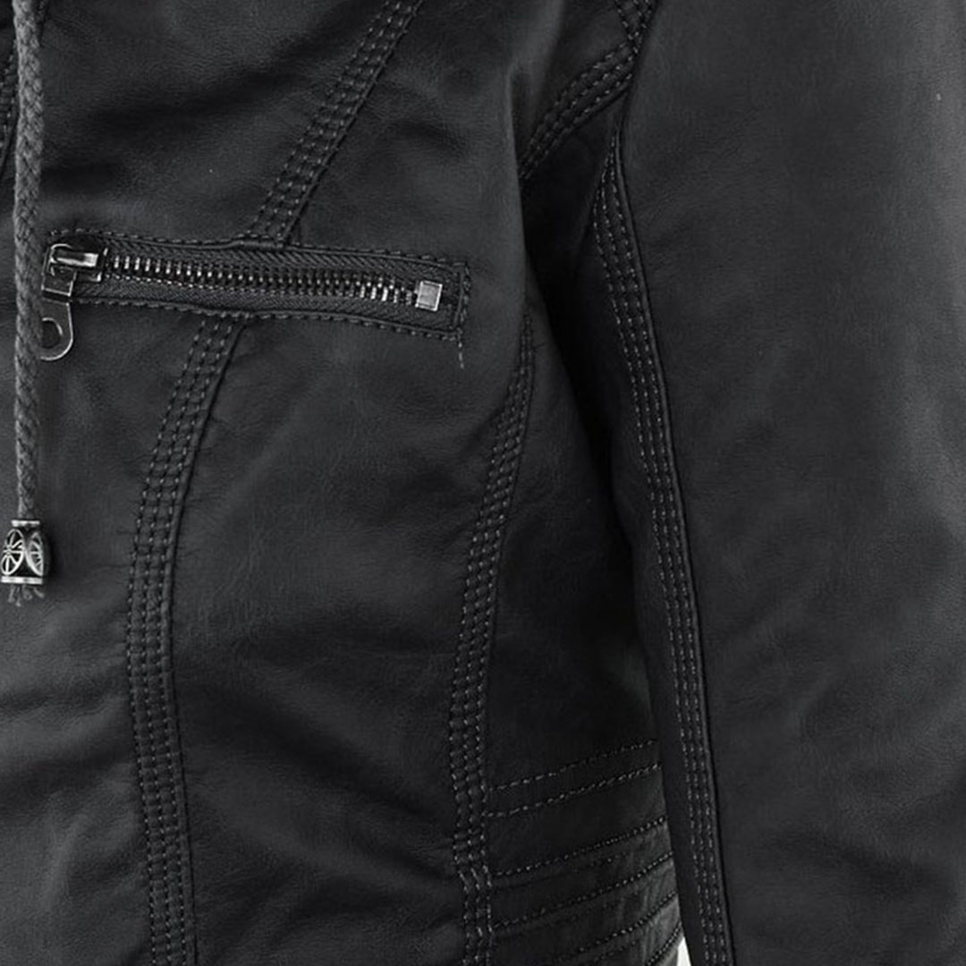 Damen Lederjacke mit Kapuze - Herbst/Winter 2023
