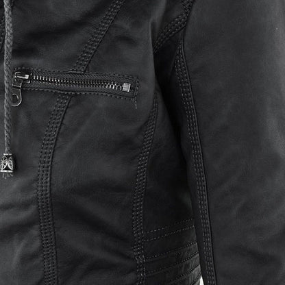 Damen Lederjacke mit Kapuze - Herbst/Winter 2023
