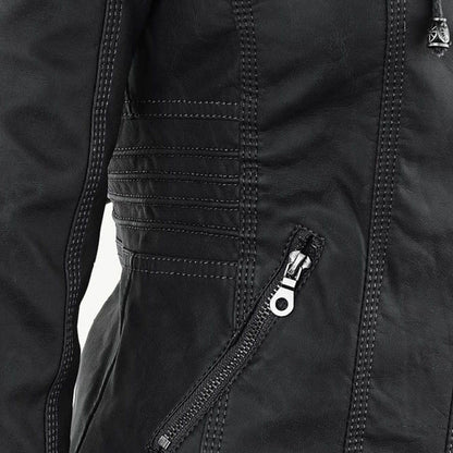 Damen Lederjacke mit Kapuze - Herbst/Winter 2023