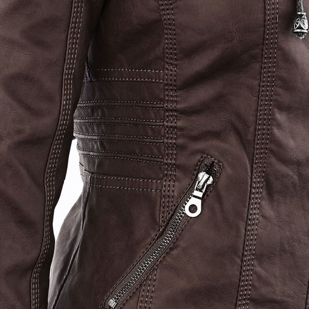 Damen Lederjacke mit Kapuze - Herbst/Winter 2023