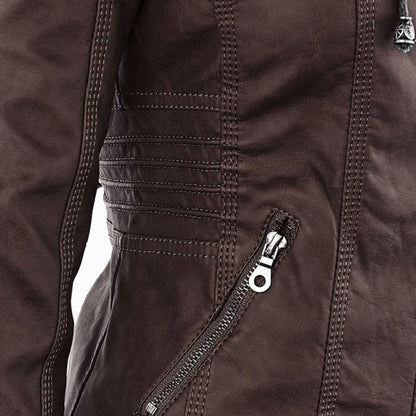 Damen Lederjacke mit Kapuze - Herbst/Winter 2023