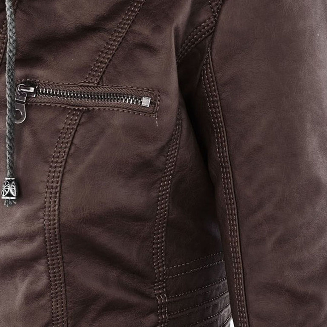 Damen Lederjacke mit Kapuze - Herbst/Winter 2023