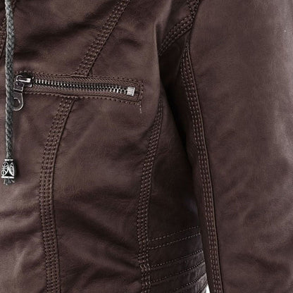 Damen Lederjacke mit Kapuze - Herbst/Winter 2023