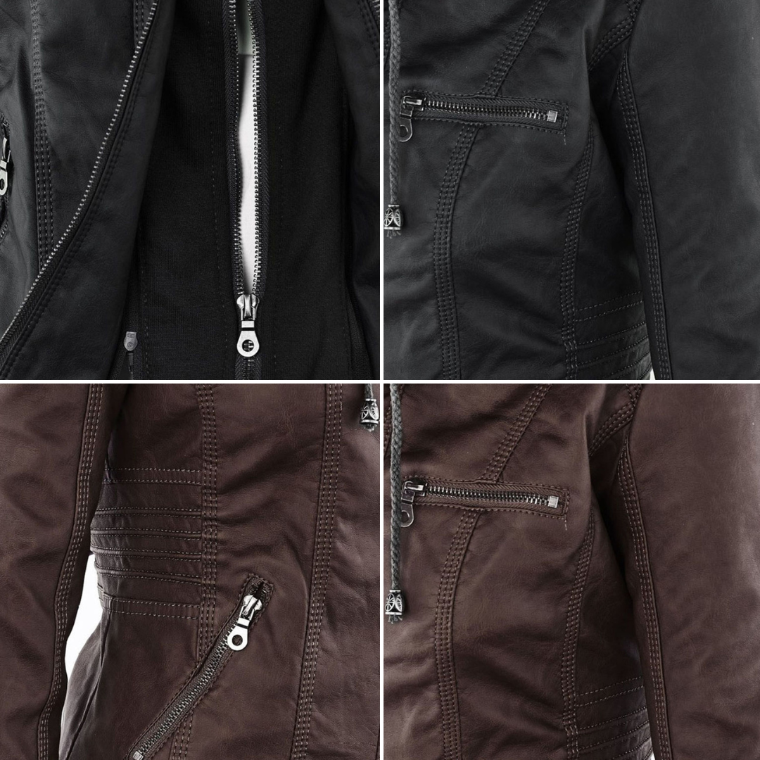 Damen Lederjacke mit Kapuze - Herbst/Winter 2023