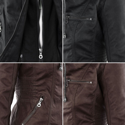 Damen Lederjacke mit Kapuze - Herbst/Winter 2023