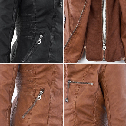 Damen Lederjacke mit Kapuze - Herbst/Winter 2023