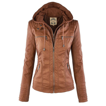 Damen Lederjacke mit Kapuze - Herbst/Winter 2023