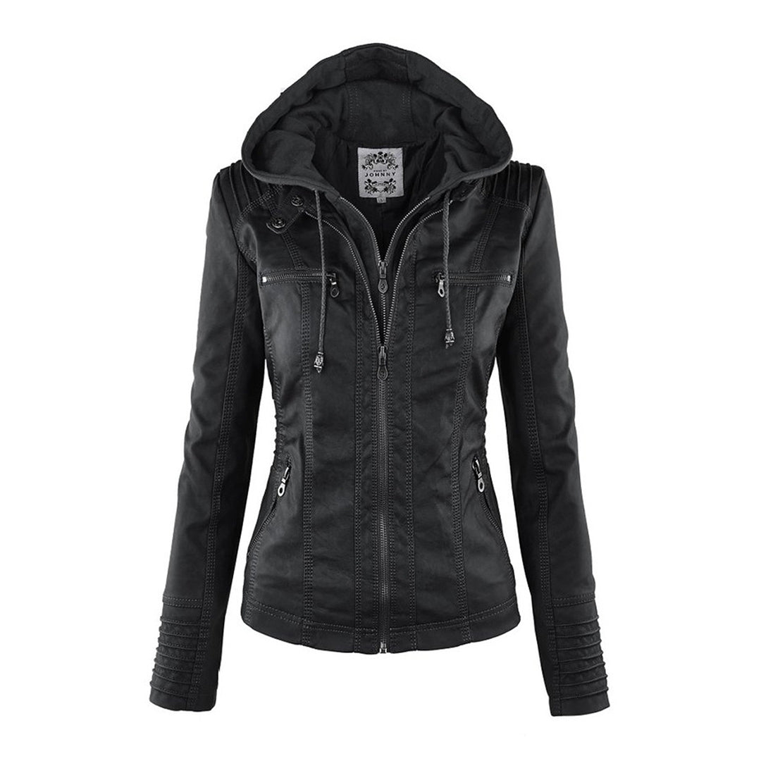 Damen Lederjacke mit Kapuze - Herbst/Winter 2023