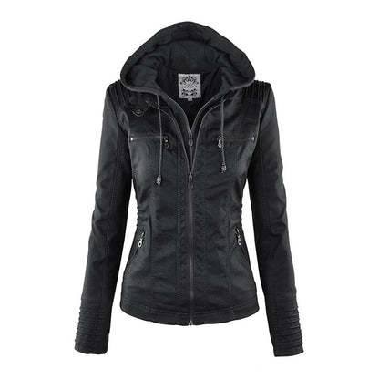 Damen Lederjacke mit Kapuze - Herbst/Winter 2023