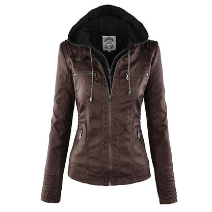 Damen Lederjacke mit Kapuze - Herbst/Winter 2023