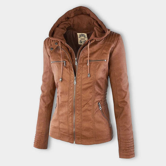 Damen Lederjacke mit Kapuze - Herbst/Winter 2023