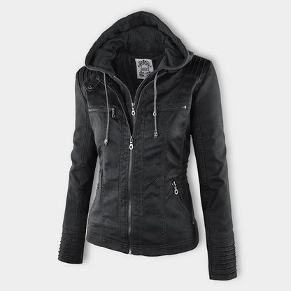 Damen Lederjacke mit Kapuze - Herbst/Winter 2023