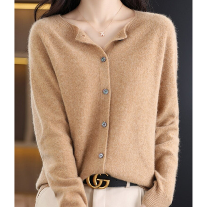 Damen Pullover Rundhals Cardigan Langarm