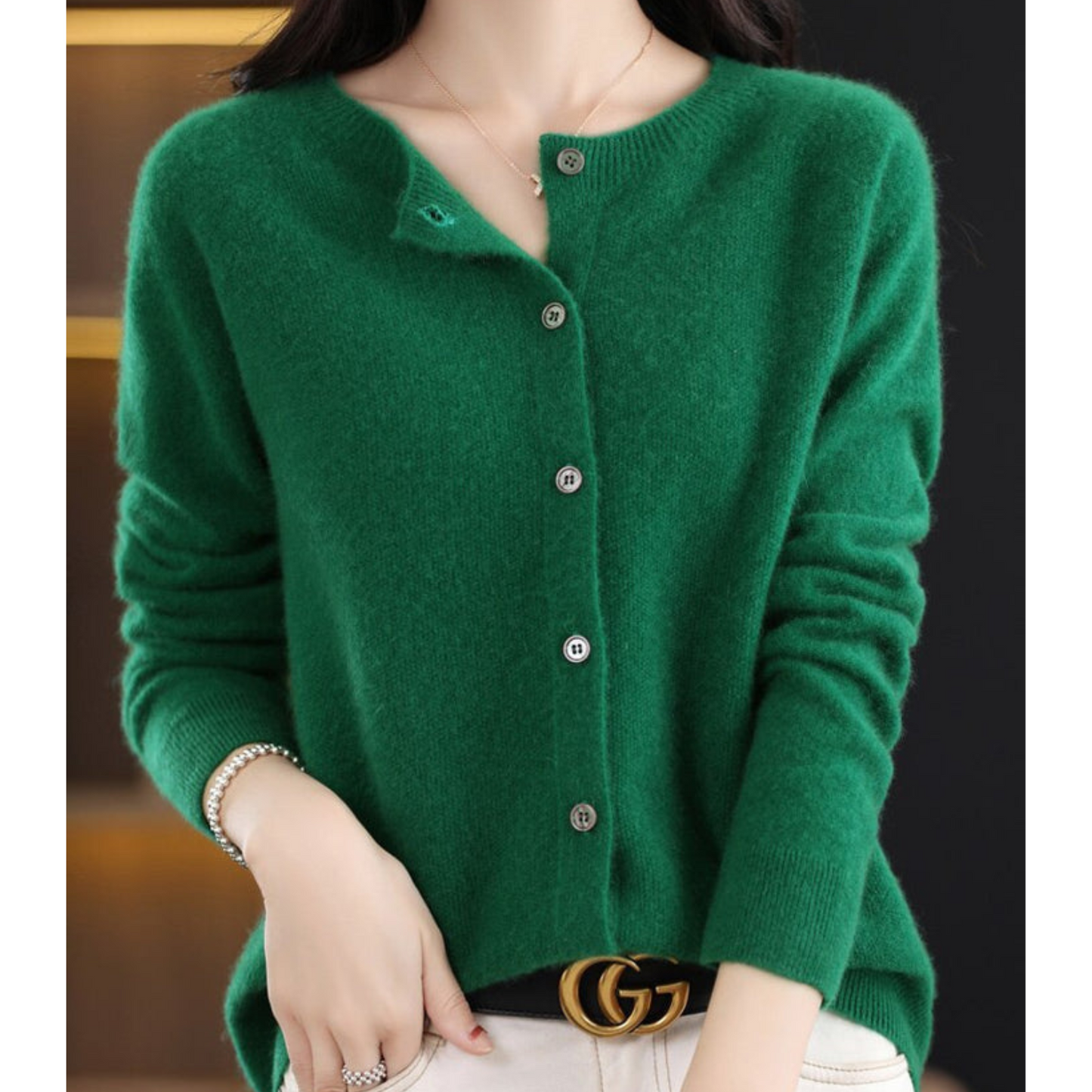 Damen Pullover Rundhals Cardigan Langarm