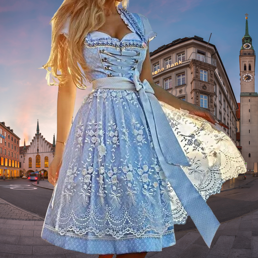Elegantes Oktoberfest Dirndl mit Stickerei - Traditionelles Festtagskleid