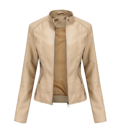 Damen Lederjacke mit Mao-Kragen Eleganter & Klassischer Look