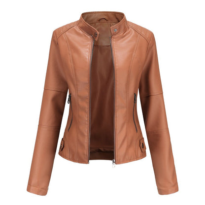 Damen Lederjacke mit Mao-Kragen Eleganter & Klassischer Look