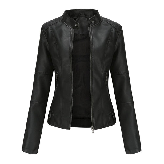 Damen Lederjacke mit Mao-Kragen Eleganter & Klassischer Look